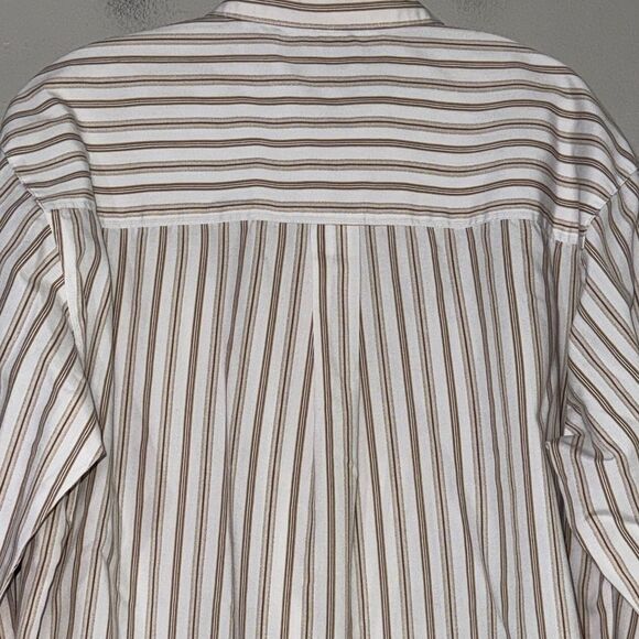 Vintage Separate Issue Brown and White Striped Casual Shirt - Picture 8 of 10